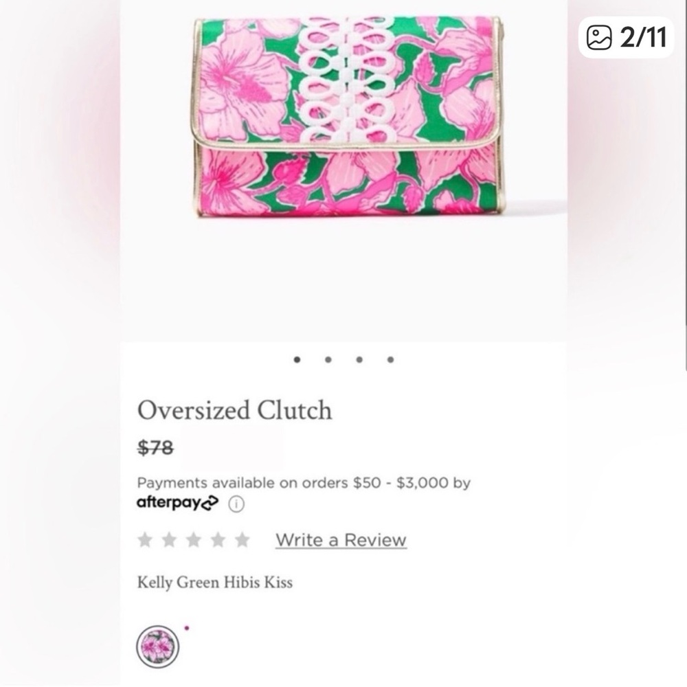 NEW oversized clutch Hibis Kiss lace trim purse bag tote Lilly Pulitzer travel - Picture 5 of 7